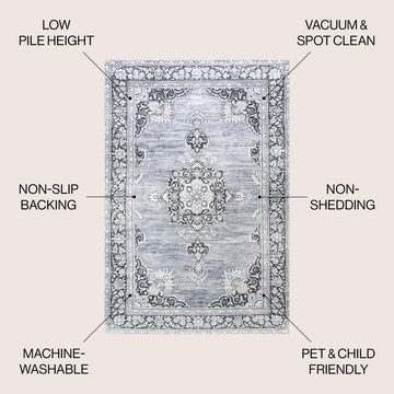 Bausch Bohemian Distressed Chenille Machine-washable Area Rug